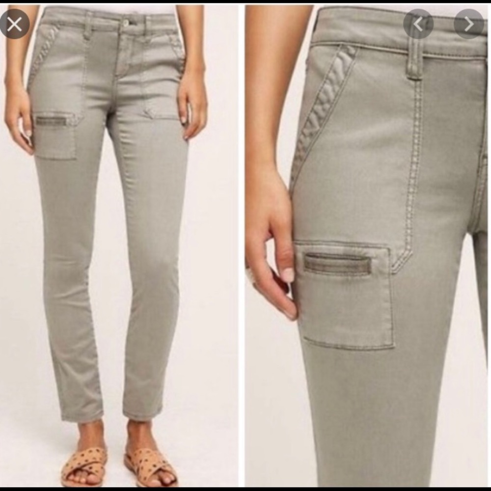 ANTHRO HEI UTILITY SKINNY ANKLE JEANS IN GRAY